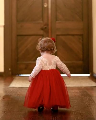 Image of Topmaker Flower Girl Dress for Toddler Baby Girls,Lace Tulle Dress for Wedding,Birthday Party,Photoshoot,Special Occasion
