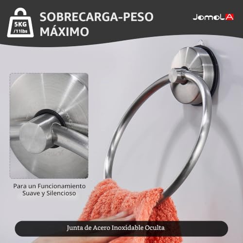 Miniatura 3 de Jomola Toallero De Aro Con Ventosa Toalla Anillo De Acero Inoxidable Sin Taladrar Anillo De Toalla Baño Colgador De Toallas Montaje En Pared Acabado Cepillado