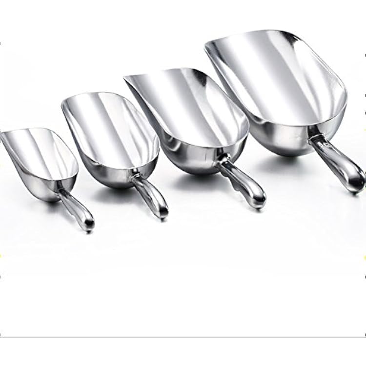 Ice Cube Endurance Scoop, Cast Aluminum Shovel Scoops Kitchen Utility Scoops Set Contoured Handle,Ideal for Ice Cube Coffee Bean Food Candy Flour Popcorn Rust Free (12oz Silver)