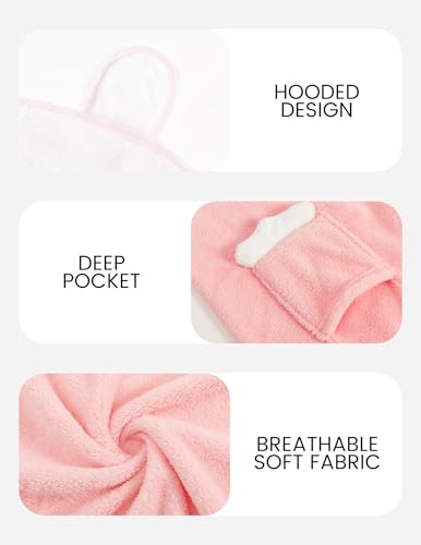 JiAmy Mädchen Bademäntel aus Coral Fleece Kuschelflanell Kuschelweiche Kinderhausmäntel für 4-12 Jahren