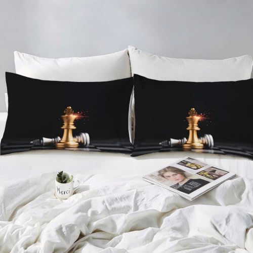 Set de housse couette microfibre doux 140x200 finition damier échecs