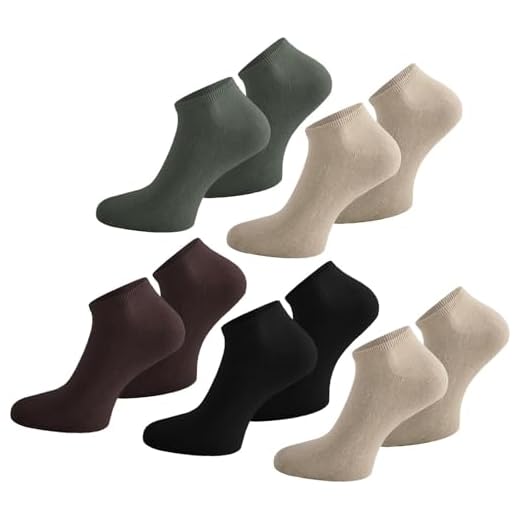 normani 10 Paar Modische Sneaker Socken/Sneakers Baumwolle mit Elasthan - handgekettelt Farbe Schwarz/Braun/Beige/Oliv/Beige Größe 37-42