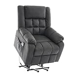 BTM TV Sessel Fernsehsessel Mit Aufstehhilfe Massagesessel Elektrisch Verstellbar Mit Wärmefunktion Ganzkörpermassage Senioren Grau
