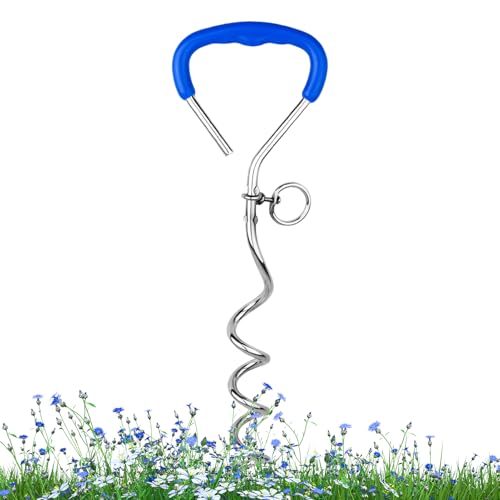 犬のタイアウトステーク、頑丈な子犬の牽引ロープステーク、3.54x15.75インチツイストプルーフアクセサリー、屋外、砂、庭、プレイペン、フェンス、ペット用品の非スリップ人間工学に基づいたデザイン