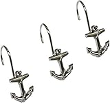 Ex-Cell Home Fashions Anchor Shower Curtain Hooks, Silver