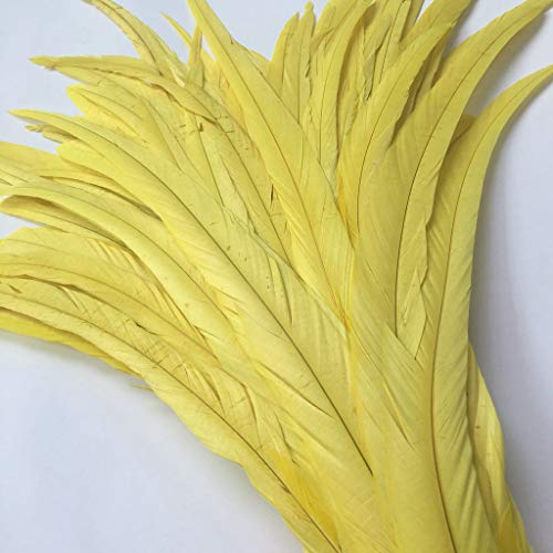 Shekyeon 30–35 cm Queue de coq plumes à utiliser pour chapeaux Costume Décoration Lot de 50 Jaune – vue 2