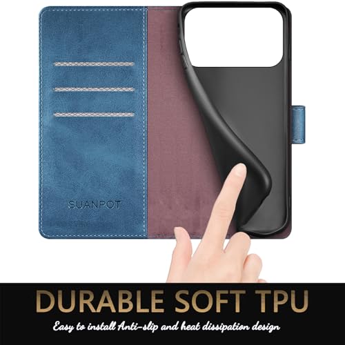 SUANPOT Compatible with iPhone 17 Pro Max 6.9" Wallet case with RFID Blocking Credit Card Holder,Flip Book PU Leather Protective Cover Women Men for Apple 17 Pro Max Phone case Sky Blue by SUANPOT - Used condition - Image 6