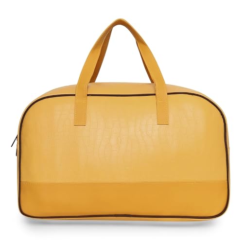 Image of Nautica Duffle Bag for Travel | Stylish Leatherette Luggage | Compact and Comfortable for Travelling |Hand Duffel Bag |Gym Duffle Bag |Suitable for Men and Women 25 L- NTDUF4001 (Dark Yellow)