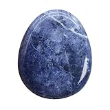 Fekuar Natural Sodalite Crystal Thumb Worry Stone, Hand Carved Healing Crystal Teardrop Pocket...