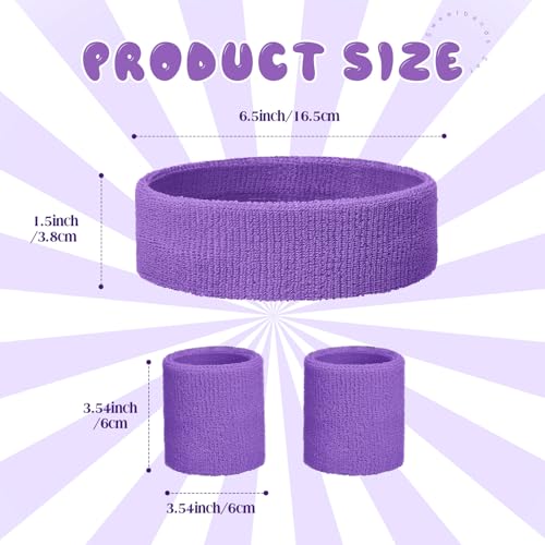 Image of Bememo 36 Pcs Neon Sweatbands Set for Kids 12 Headbands 24 Wristbands Bulk Sports Sweat Bands Athletic for Children Basketball Tennis Running Gym Student Gifts Glow Party