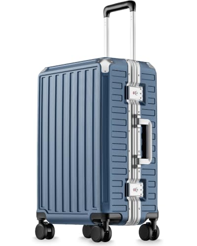 Image of LUGGEX Carry On Zipperless Suitcase, Aluminum Frame, Ocean Blue, 22 inch | Southwest Airlines Approved, 24x16x10 Carry On, 100% PC Hard Shell, 8010S Aluminum Frame, 8 Spinner Wheels, TSA Lock, ZX-Core