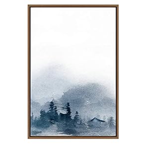 SIGNWIN Framed Canvas Wall Art Blue Wash Hillside...