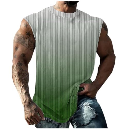 Finelylove Orders Placed by Me Mens Tank Top Big and Tall Round Neck Sleeveless Summer Tank Tops Workout Tank Tops Casual Graphic Tees Men's Fashion Shirts Green 2XL