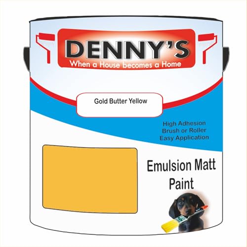 Premium Interior Wall & Ceiling Emulsion Paint – Gold Butter Yellow – Rich Matt Finish, Durable & Washable, Low Odour, Ideal for Living Rooms, Bedrooms & Hallways (250ML Tin)