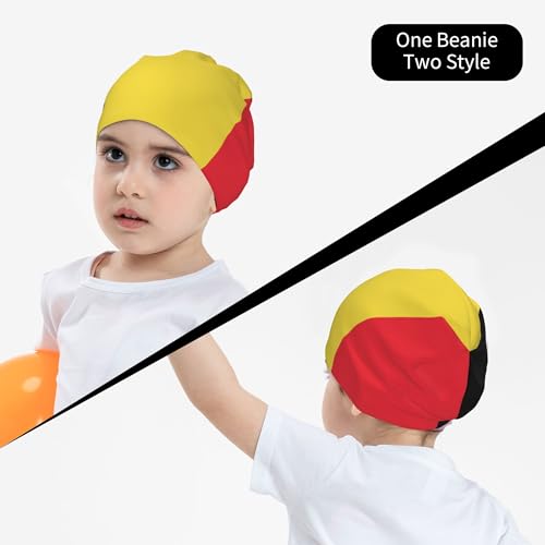 Belgian Flag Children Hip Hop Knitted Hat Kids Elastic Leisure Knit Cap Warm Sleep Beanies Black4