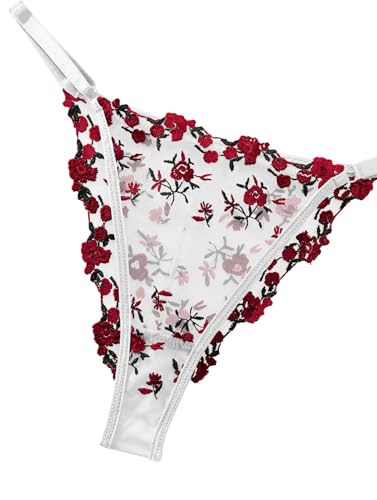 Image of Lilosy Sexy Floral Embroidered Mesh Sheer Underwire Lingerie Set