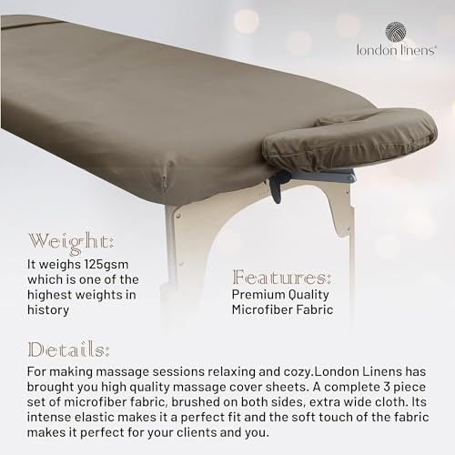 LONDON LINENS Pack of 2 Soft Microfiber Massage Table Sheets 3 Piece Set - Includes Massage Table Cover, Massage Fitted Sheet, and Massage Face Rest Cover (Walnut)