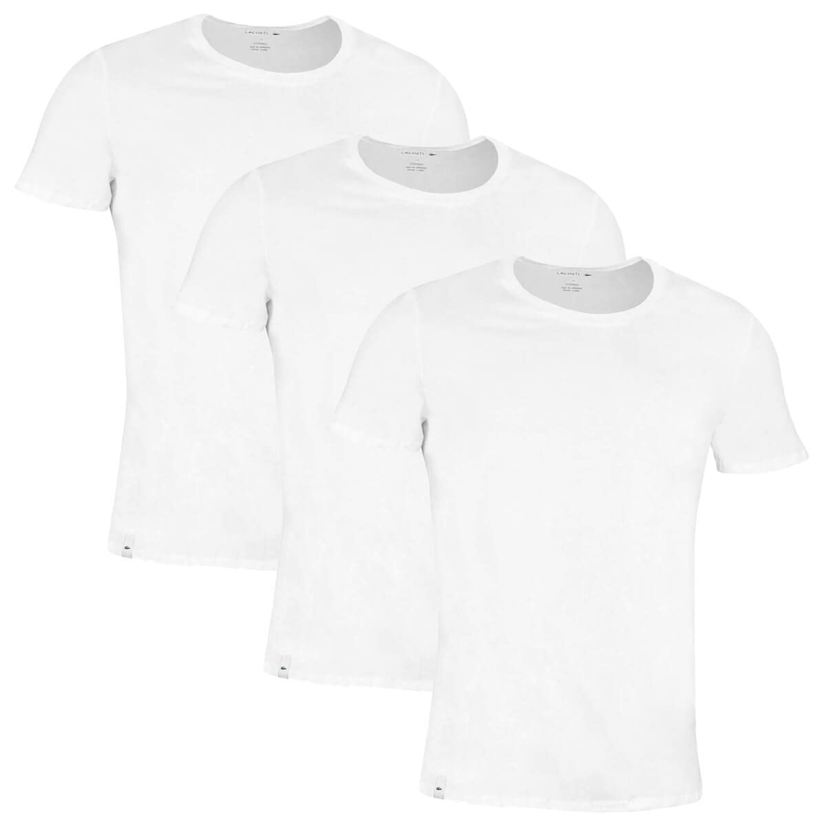 Lacoste Men's TH3451 T-Shirt, White, M (Pack of 3), White, M