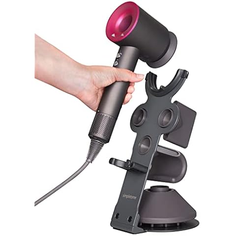 simpletome Hair Dryer Holder Stand for Dyson Supersonic Hairdryer Heavy Alloy Steel Stand Base + Piano Painting Surface (Grey) Cover
