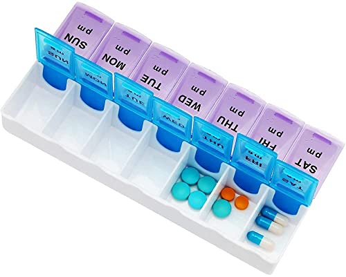 7 Day Pill Box with 14 Compartments