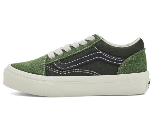Image of Vans Unisex Boys Old Skool (Little Kid) Pop Sidestripe Green Balsam 2 Medium Little Kid