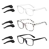 DGHEGDUI 3 Paia Di Specchi Piatti Anti-Blu, 3 Paia Di Ganci Per Le Orecchie Antiscivolo, Paraorecchie Fissi Trasparenti, Coprigambe Per Occhiali, Occhiali Da Ufficio, Accessori Moda Da Viaggio.