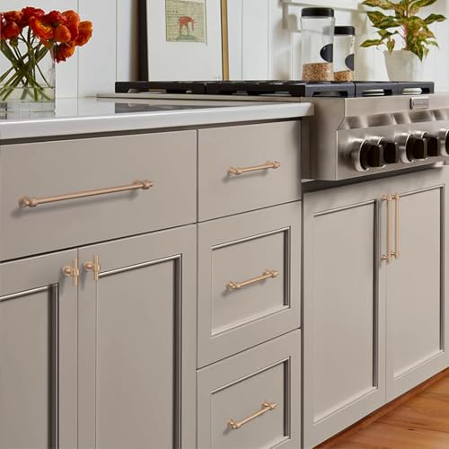 Image of 10 Pack 5 inch(128mm) Champagne Bronze Cabinet Pulls Kitchen Cabinet Handles Champagne Cabinet Hardware Drawer Pulls for Cupboard CK0081