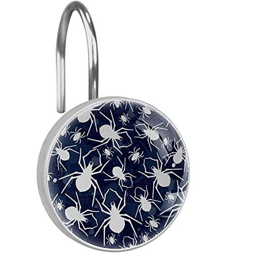 Set di 12 ganci per tenda da doccia con motivo ragni di Halloween, anelli per tenda da doccia, antiruggine, per il bagno