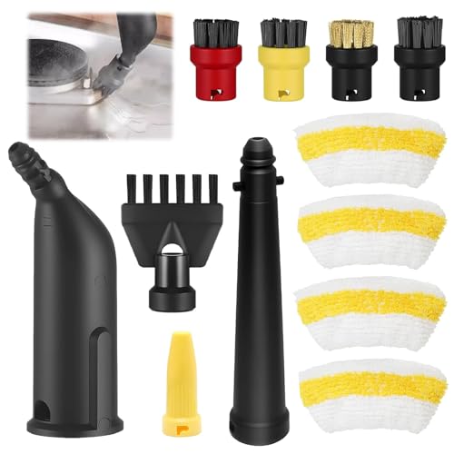 12PCS De Accesorios De Limpieza De Vapor para Kärcher Easyfix SC1 SC2 SC3 SC4, Juego De Piezas De Repuesto con Boquilla Extendida, Cepillo Redondo,Cepillo para Juntas, Paños De Microfibra