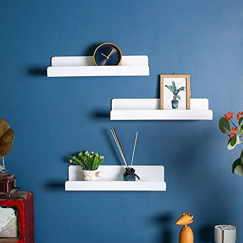 Ieek 15 Inch White Floating Wall Shelf,Modern Picture Display Ledge And Wall Book Shelves For Kids Room,Wall Storage Rack For Bedroom/Living Room/Office,Set Of 3 #TOP3
