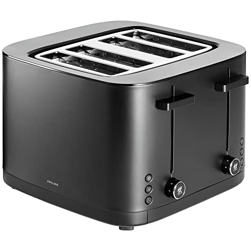 ZWILLING Enfinigy, 4-Slice Toaster with 4 Slots, Extra Wide 1.5' Slots for Bagels and Toast, Black