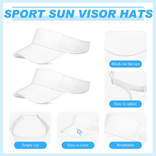 Funtery 12 Pcs Sun Visors White Sports Visor Hats Summer Uv Protection Cap For Women Men Tennis Football Golf Ball #TOP2