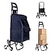 Produktbild Einkaufstrolley Navy Blau Klappbarer bis 40kg Einkaufswagen Wasserdichter 46L Einkaufstasche Shoppingtrolley mit Spritzplatte Handwagen 6 Geräuschlos Kristallräder