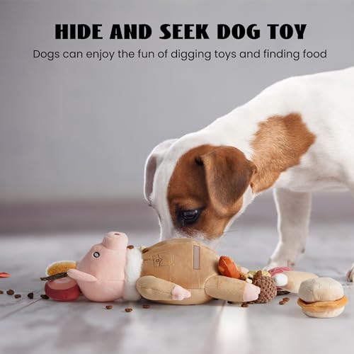 Nocciola 9-in-1 Quieschendes Hundespielzeug mit Knister, Lustiges Schwein Spielzeug für Hunde, Unzerstörbares Hunde Kuscheltier, Interaktives Kauspielzeug für Welpen, Kleine, Mittel, Große Hunde