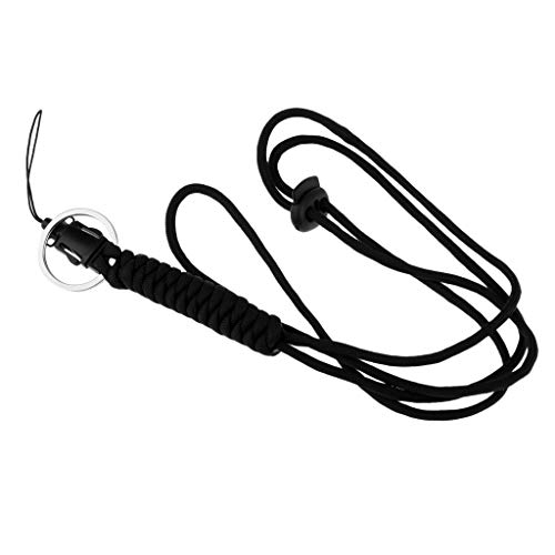 Homyl Utilitário De Nylon Trançado Cordão Sobrevivência Paracord Chaveiro Com Anel De Divisão - Pret