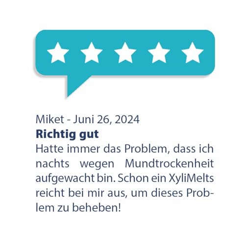 XyliMelts Milde Minze 40 Stück - Hafttabletten gegen nächtliche Mundtrockenheit - befeuchten im Schlaf den Mund 4-8 Stunden - mit Xylitol: dezenter Minzgeschmack - gegen trockenen Mund