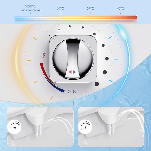 SenDeluz Bidet Aufsatz für Toilette, Nicht Elektrisch Bidet Toilettenaufsatz Bidet Mit Einziehbare Selbstreinigende Dual Nozzle Einstellbarer Bidet Druckschalter Warm- und Kaltregulierung für Wash