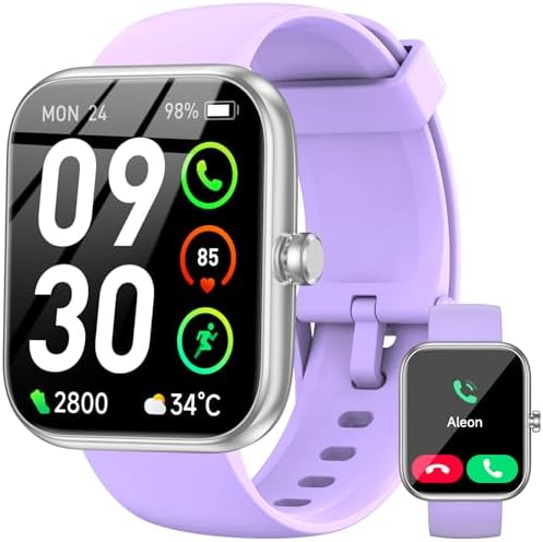 Smart Watch with Alexa Built-in, 1.83" HD Touchscreen Fitness Tracker, Bluetooth Notifications/Calls, IP68 Waterproof, 120+ Sport Modes, 24/7 Heart Rate & Sleep Monitor for iPhone Android iOS (Purple)