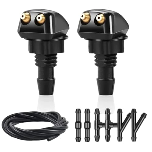 Zkhxhtg Universally 2 Hole Front Windshield Wiper Arm Washer Nozzle Set for Most Model Car SUV Repalcement