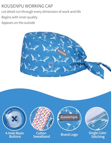 Image of Kousenpu Scrub Caps for Men, Adjustable Surgical Cap, Breathable Medical Hat for Doctors, Nurses & Healthcare Professionals