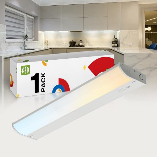 Image of ASD LED Under Cabinet Lighting, 18 inch 8W 715 LM, Dimmable Hardwired Under Cabinet Lights for Kitchen, 3000K Soft /4000K Cool /5000K Daylight, Under Counter Light Fixtures, ETL, White, Bullnose Design