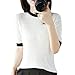 Produktbild SaoBiiu Sommer Kurzarm T-Shirt Frauen O-Ausschnitt Slim Baumwollmischung Pullover Weste Casual Knit Sweater Tees