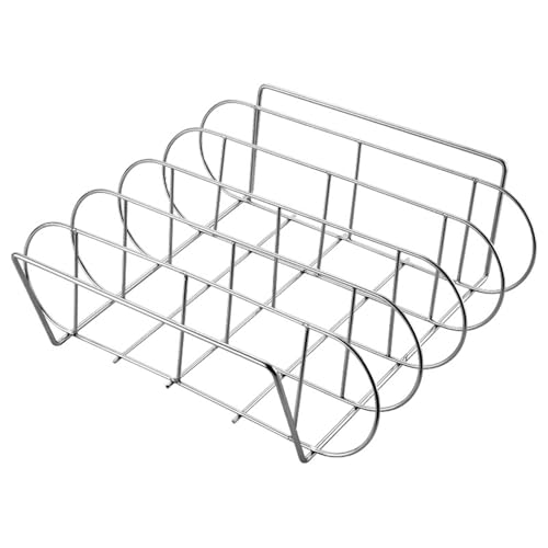 Grille pour côtelettes en acier inoxydable, grille pour côtelettes en acier inoxydable, grande grille | Casserole pratique pour griller et fumer, contient 4 côtelettes, 100 % adaptée aux