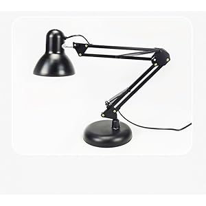 Round Head LED Wrought Iron Folding Table lamp for Study, Work, Reading, Eye Protection lamp Application, Multi-Scene Folding Clip Table lamp with Free 2 Bulbs (Black)