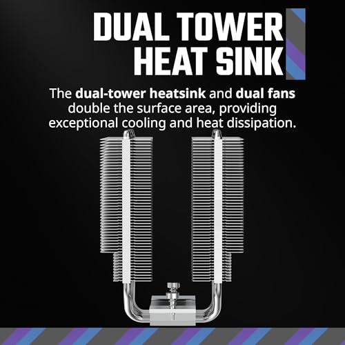 Cooler Master Hyper 620S Dual Tower CPU Air Cooler, ARGB Sync, 120mm PWM Fan, 6 Copper Direct Contact Heat Pipes, 154.9mm Tall Silver 3