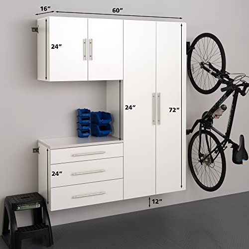 Image of Prepac HangUps Storage Cabinets, Wall Mounted Upper Storage Cabinet (30 inchx24 inchx16 inch) and a 3 drawer wall mounted base cabinet (30 inchx24 inchx16 inch), White