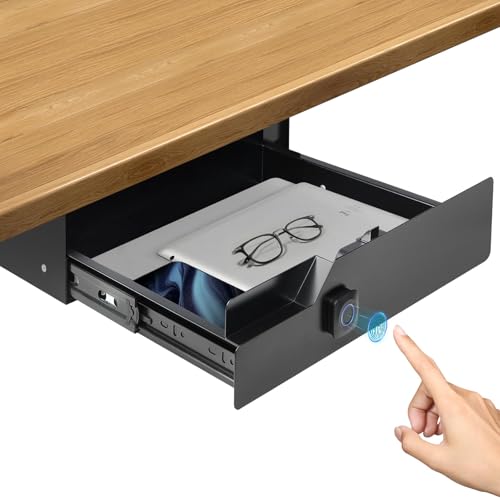 Under Desk Storage Drawer with Fingerprint Lock
