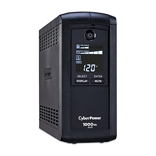 Cyberpower Cp1000Avrlcd Intelligent Lcd Ups System, 1000Va/600W, 9 Outlets, Avr, Mini-Tower, Black #TOP1