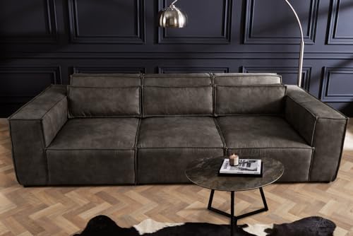 Riess Ambiente Design 3-Sitzer Sofa Bossa NOVA - 260cm - antik dunkelgrau - Microfaser inklusive Kissen 3er Sofa Couch XXL-Sofa XXL-Couch Bigsofa Rundum-Bezug – Bild 5