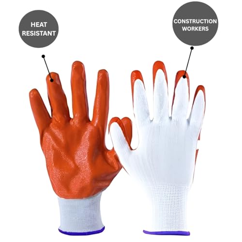 Image of Multipurpose Nylon Anti Cut PU Nitrile Coating Work Safety Gloves Orange-White Pair 10